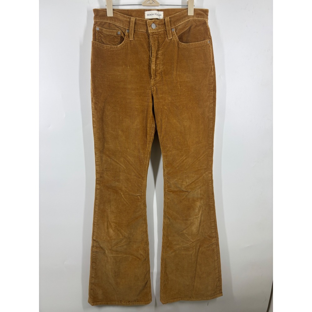 Denim Forum The Marianne Flare Corduroy Pants Brown Button Fly Size 29
